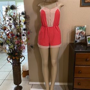 Coral and baby pink romper